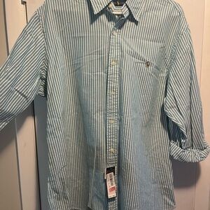 Polo by Ralph Lauren Green and White Dress Shirt